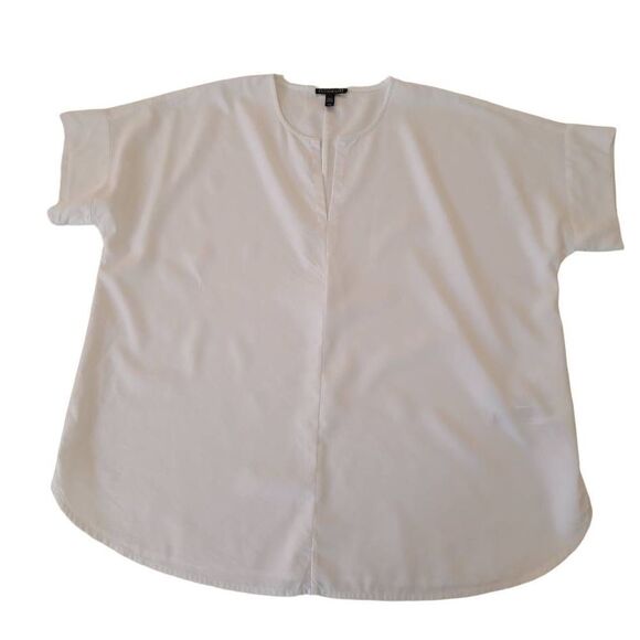 Eileen Fisher Womens White Tencel Short Sleeve Box Top Small - Picture 7 of 14